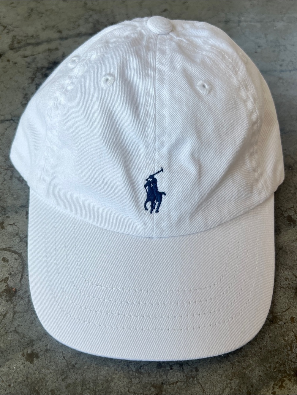 Polo Ralph Lauren Toddler Hat 12-24M White Cotton Baseball Cap Navy Pony Logo
